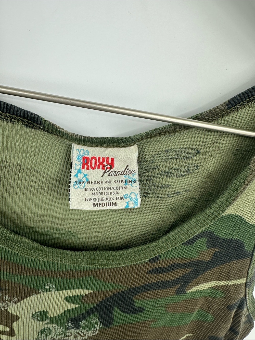 Roxy Paradise Vintage Y2K Camouflage Tank Top Size Medium Streetwear Grunge - Picture 6 of 8